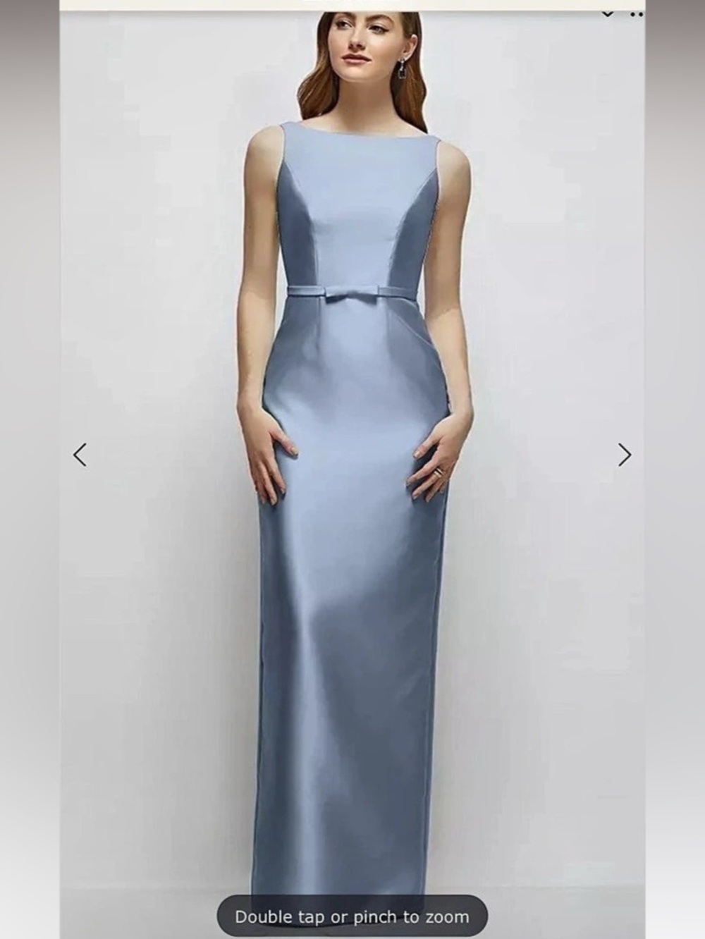 Alfred Sung Betty Dress (Style D881) ) Satin Maxi Dress in Blue Like New